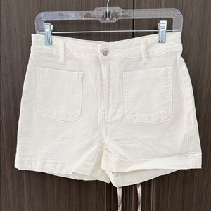 High Waist Cream Women's Shorts